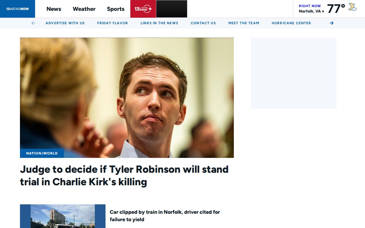 Virginia Beach booking-record news source screenshot from 13News Now