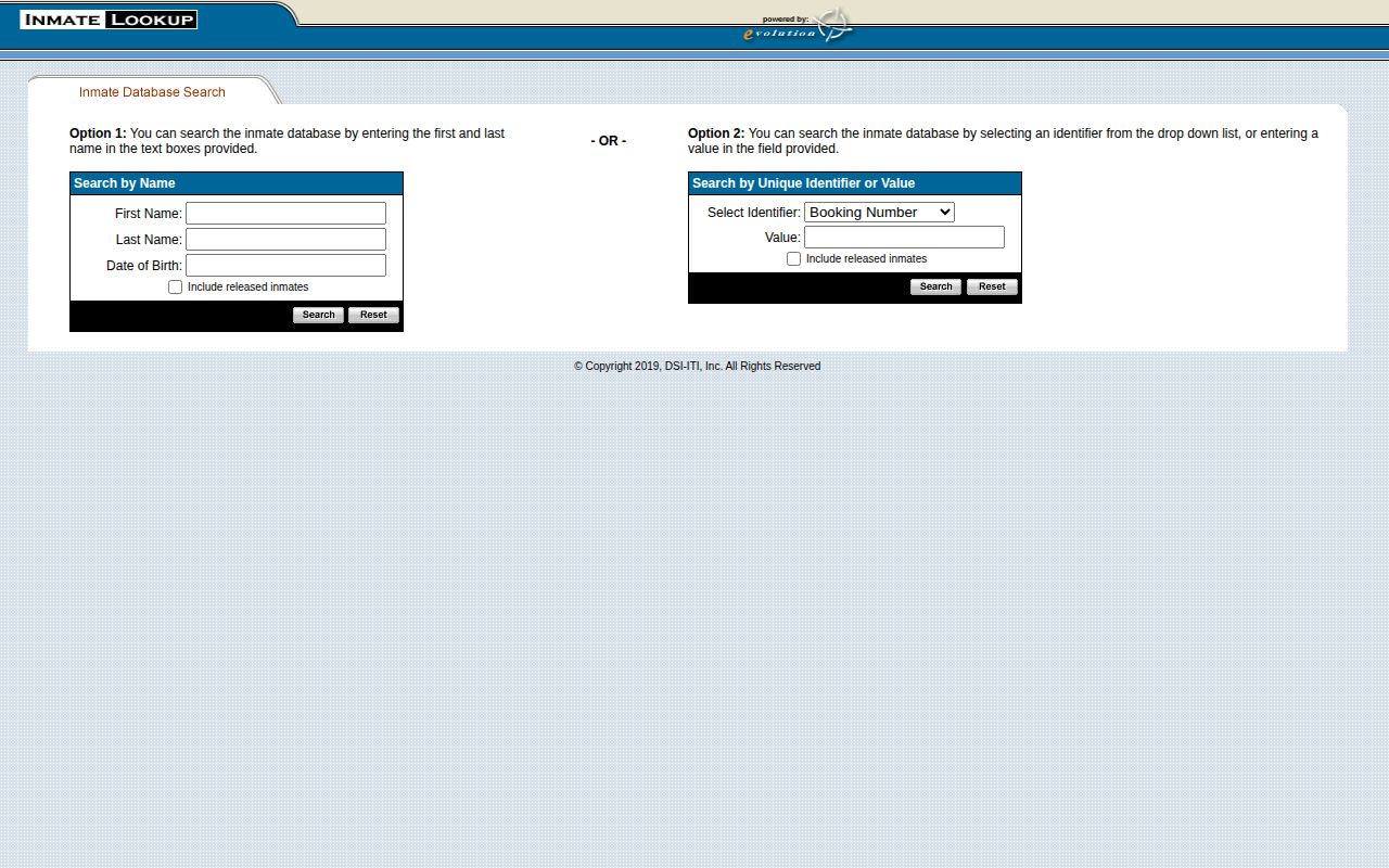 Virginia Beach City VBSO current-custody booking roster search form