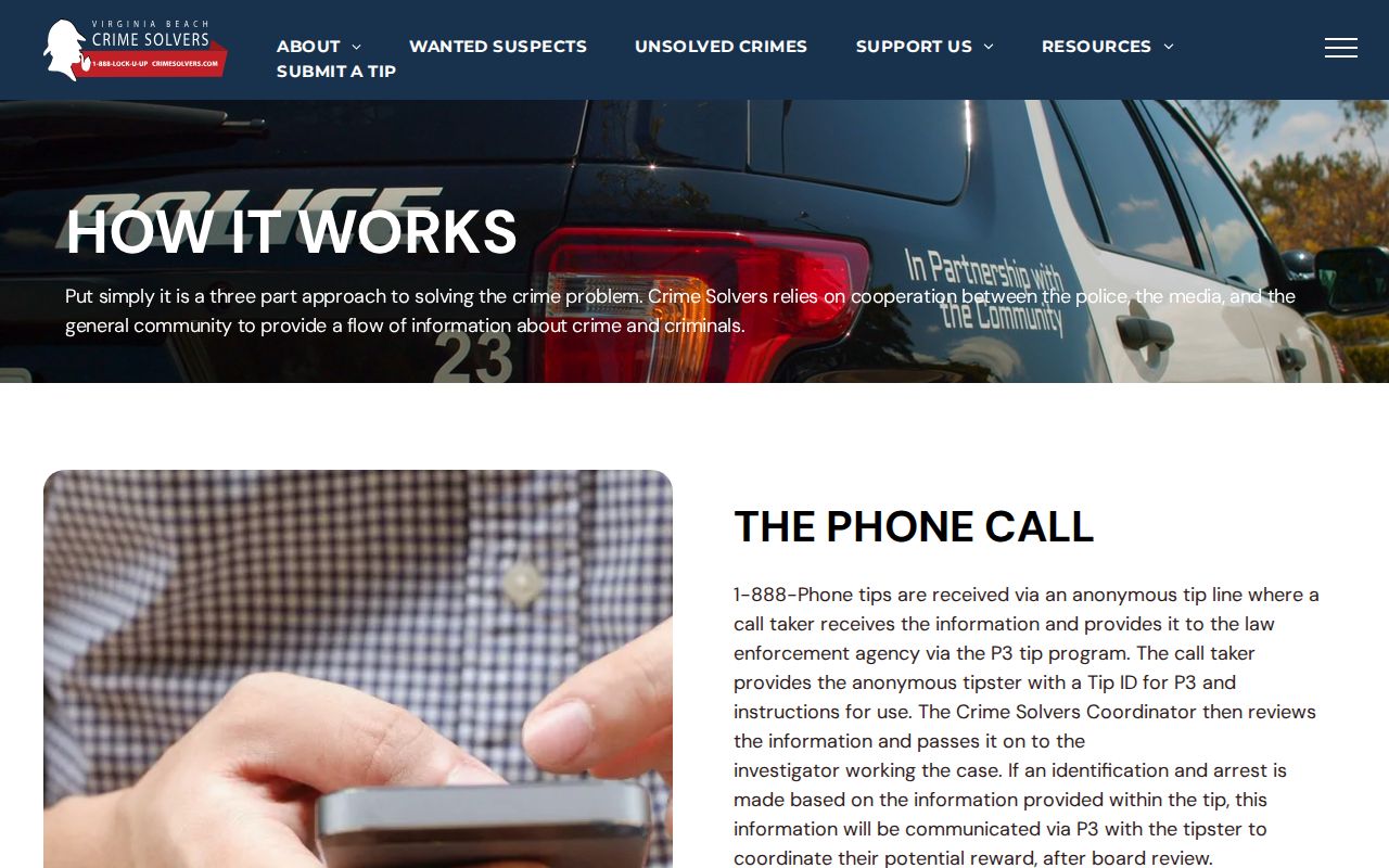 Virginia Beach Crime Solvers anonymous tip process for wanted-fugitive information