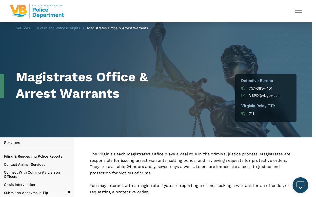 Virginia Beach Magistrate’s Office arrest-warrant information source